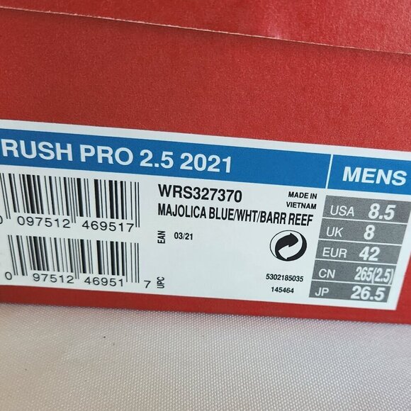 WILSON Rush Pro 2.5 2021 Court Shoe - M8.5/W10 - Picture 9 of 9
